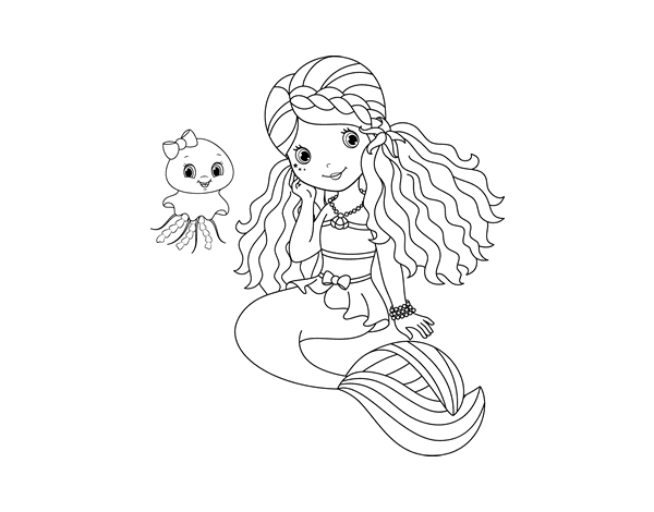 美人鱼和水母简笔画图片