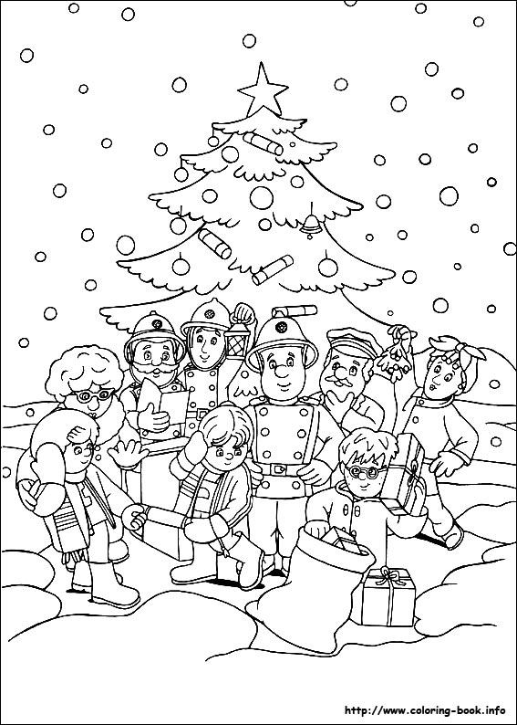 过圣诞节的消防员简笔画