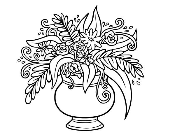 有花的花瓶简笔画图片