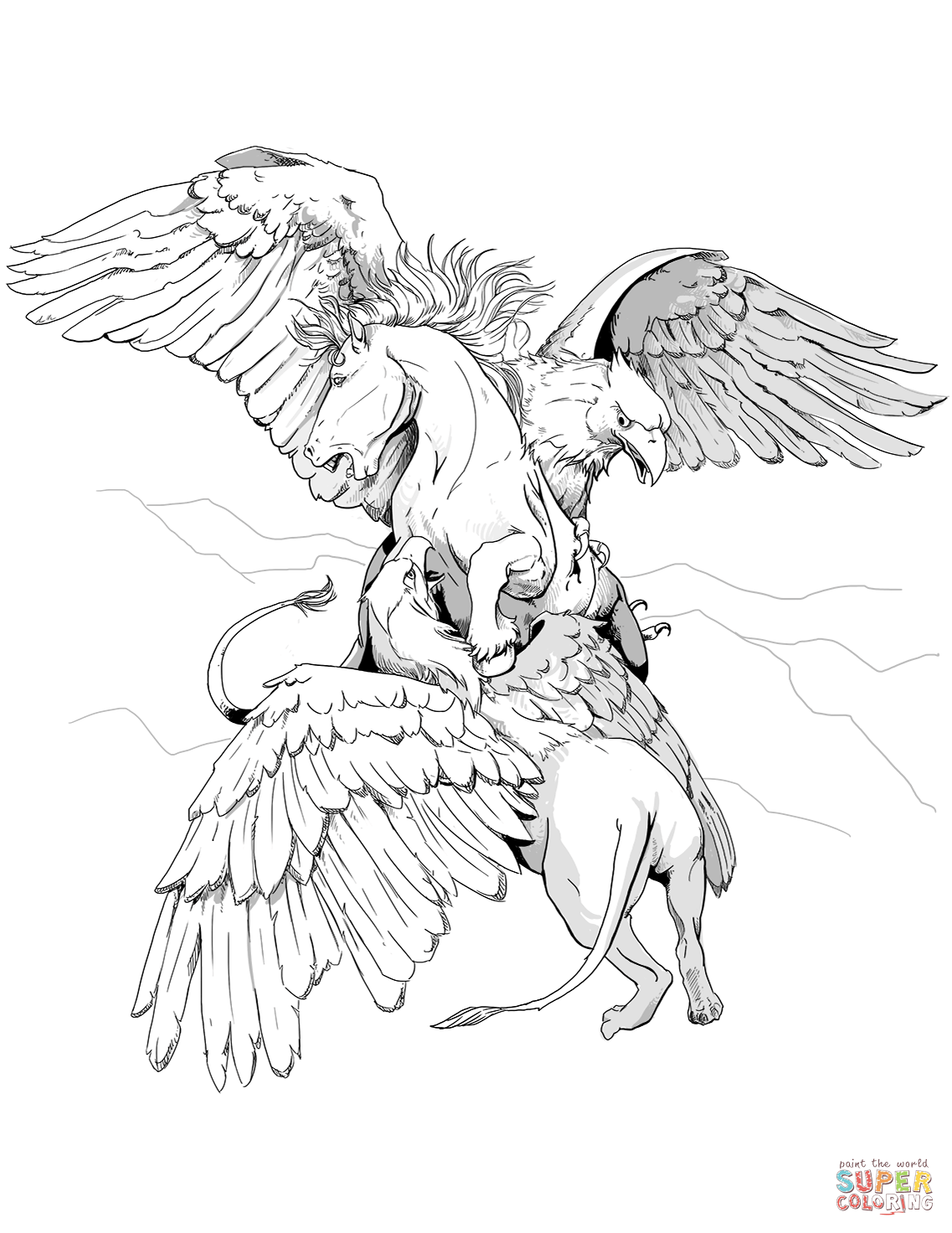 狮身鹰首兽纹身图片-3