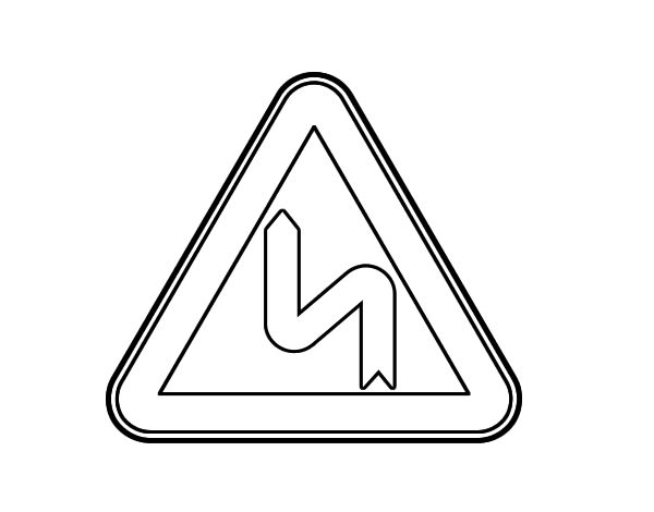 连续左转弯标志图片