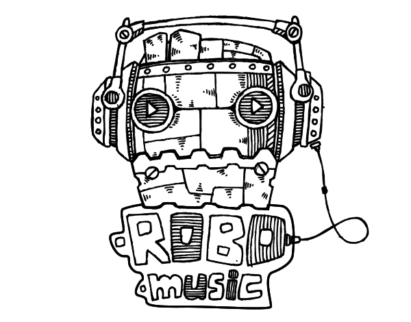 音乐机器人填色图片