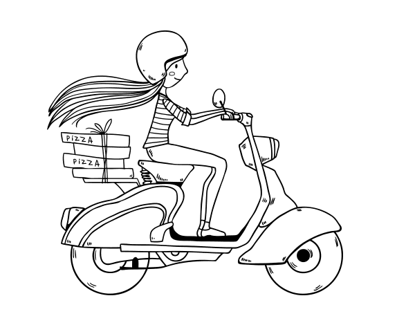 送披萨的女人简笔画图片