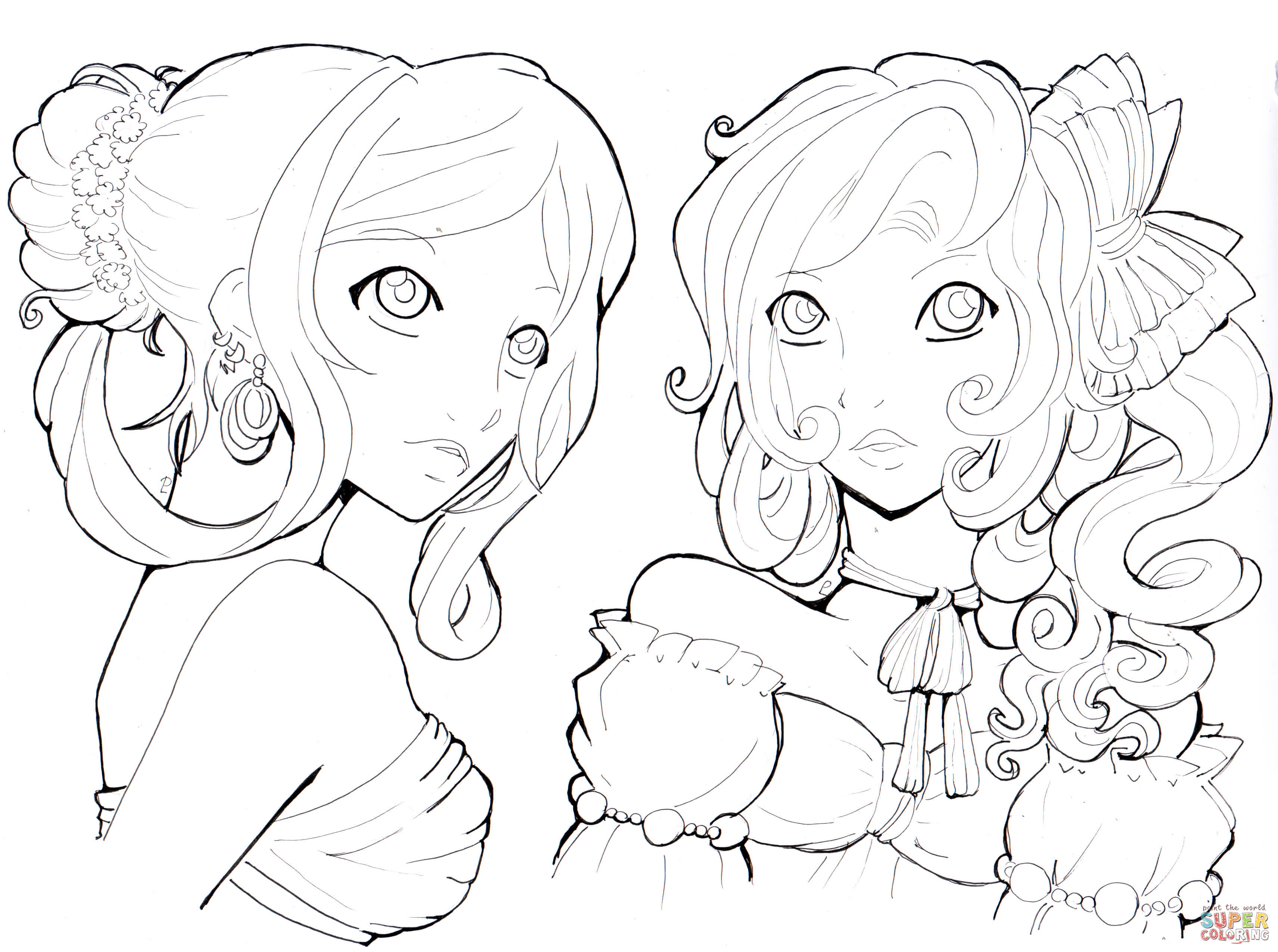 年轻的女士填色图片