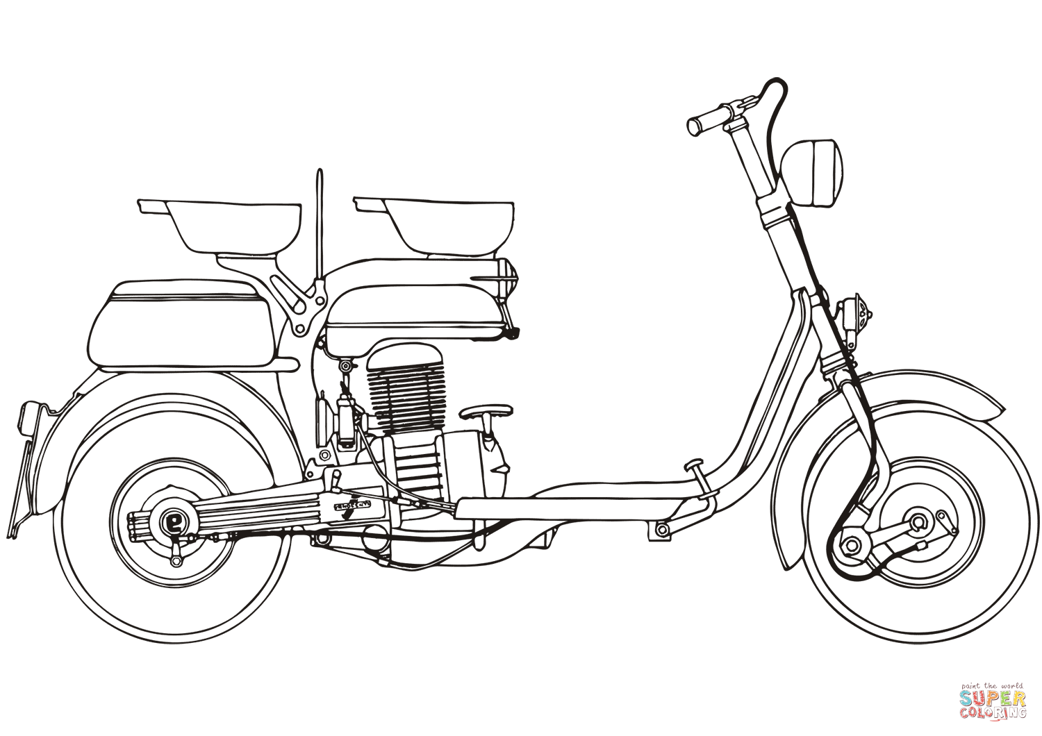 兰布雷塔125E摩托车线稿图片