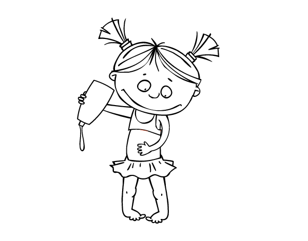 得到了奶油的女孩色简笔画图片