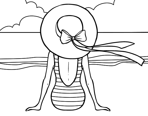 看海洋的女人简笔画图片