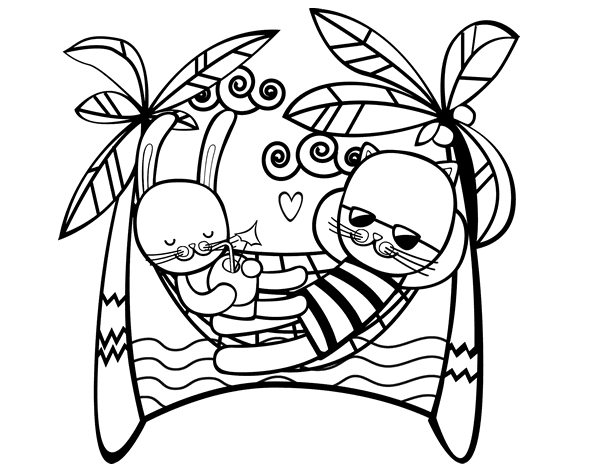 吊床上的兔子简笔画图片