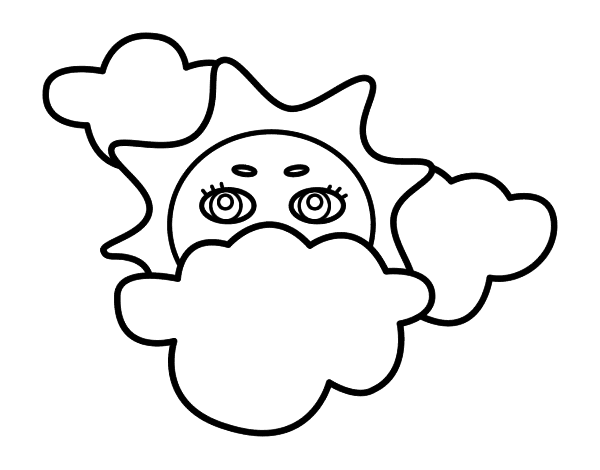 被云挡住的太阳简笔画图片