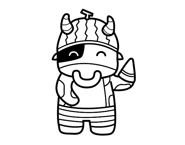 吃西瓜的牛简笔画图片