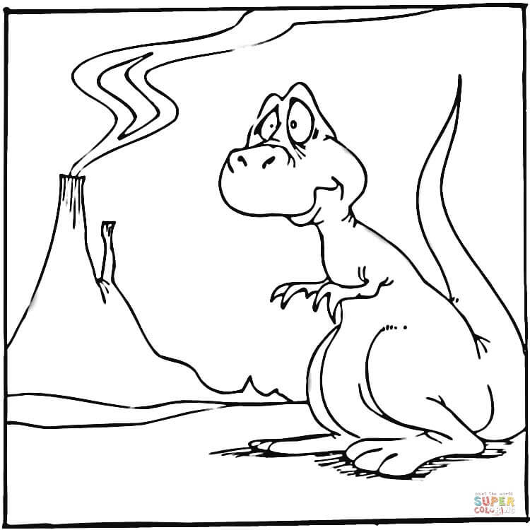 悲伤的恐龙和火山简笔画图片