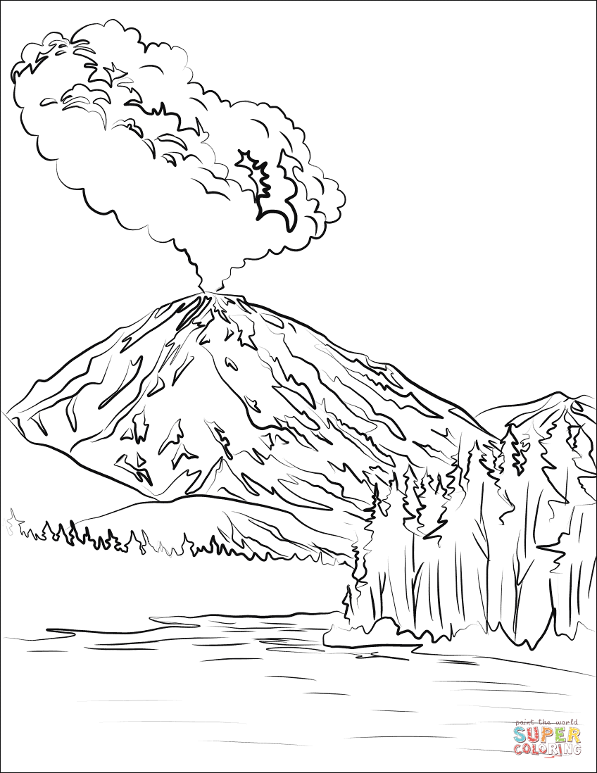 拉森峰火山喷发简笔画图片