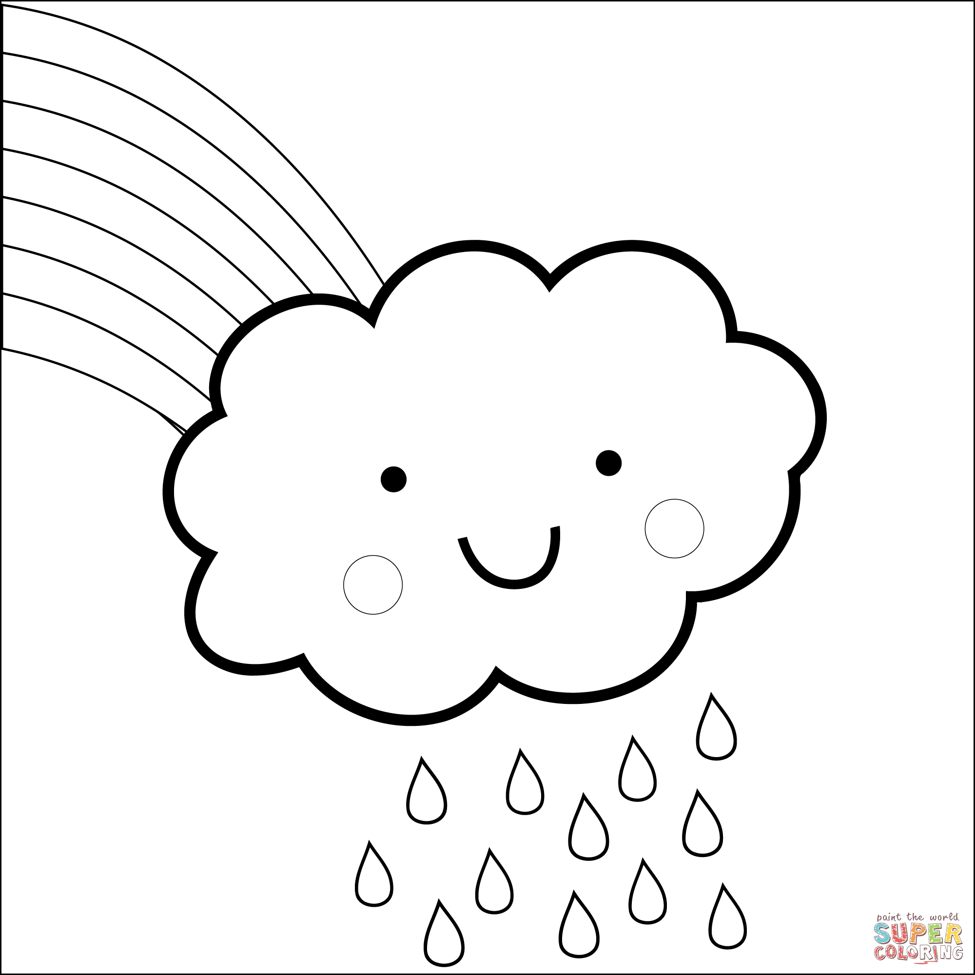 彩虹和卡通云朵简笔画图片