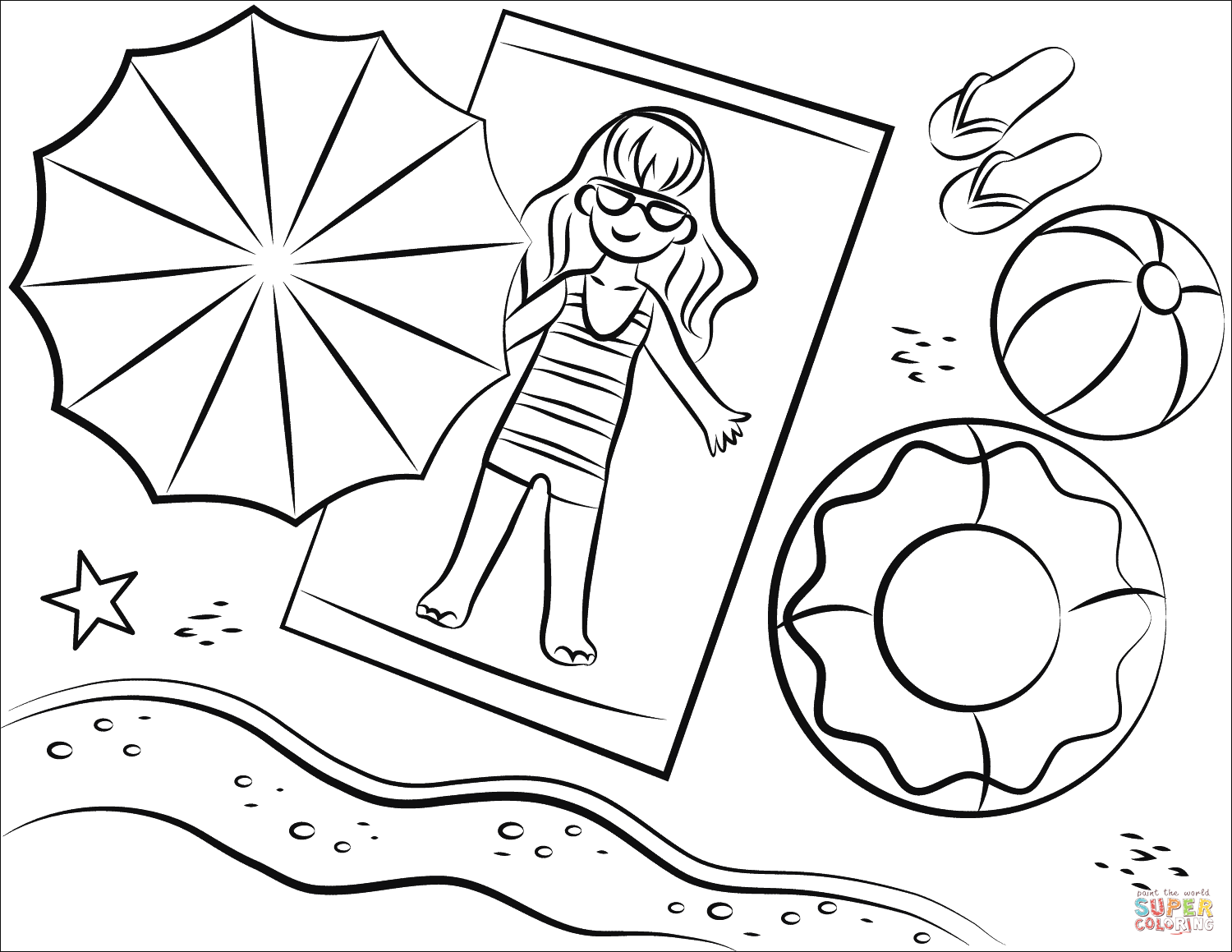 沙滩上的情侣简笔画图片