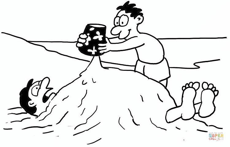 在沙滩上玩沙简笔画图片