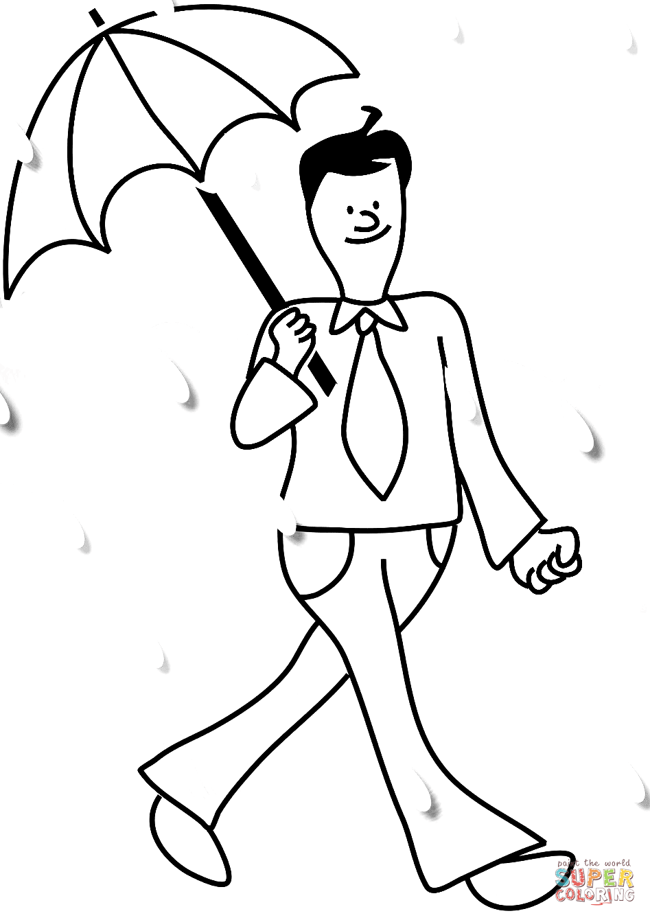 打伞的男人简笔画图片