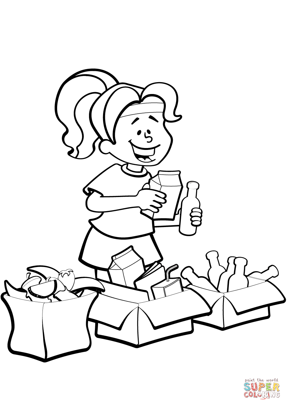 女人在整理垃圾简笔画图片