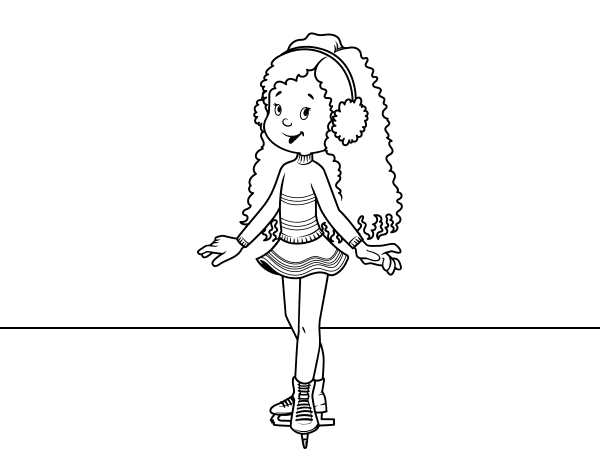 滑冰的女孩简笔画图片