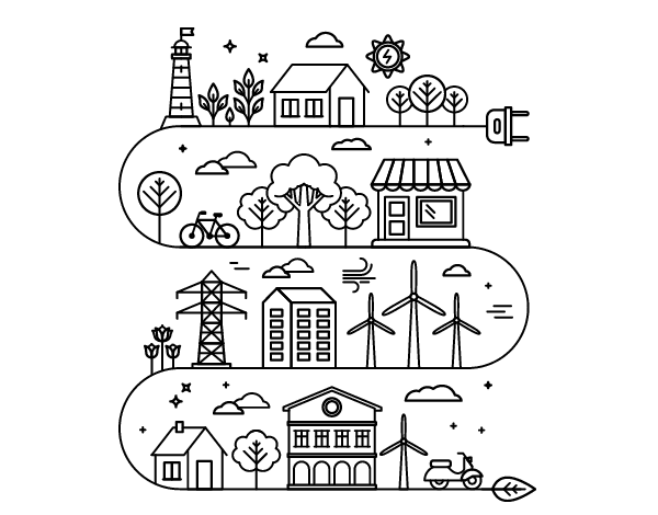 生态城市简笔画图片