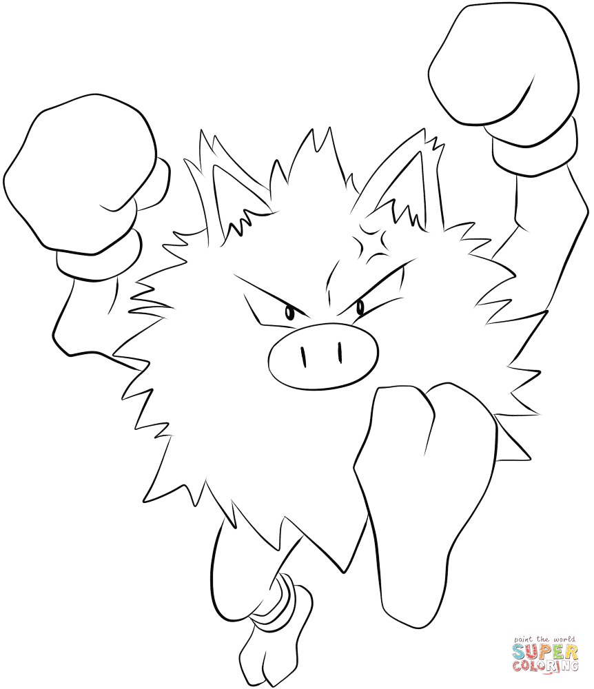 神奇宝贝中的火暴猴线稿图片