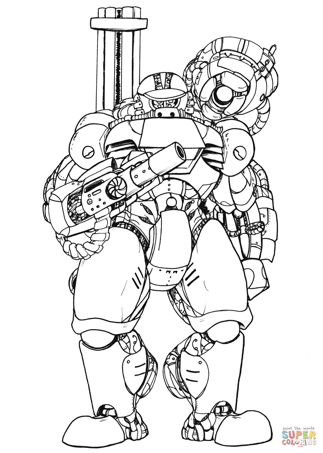 未来机器人填色图片