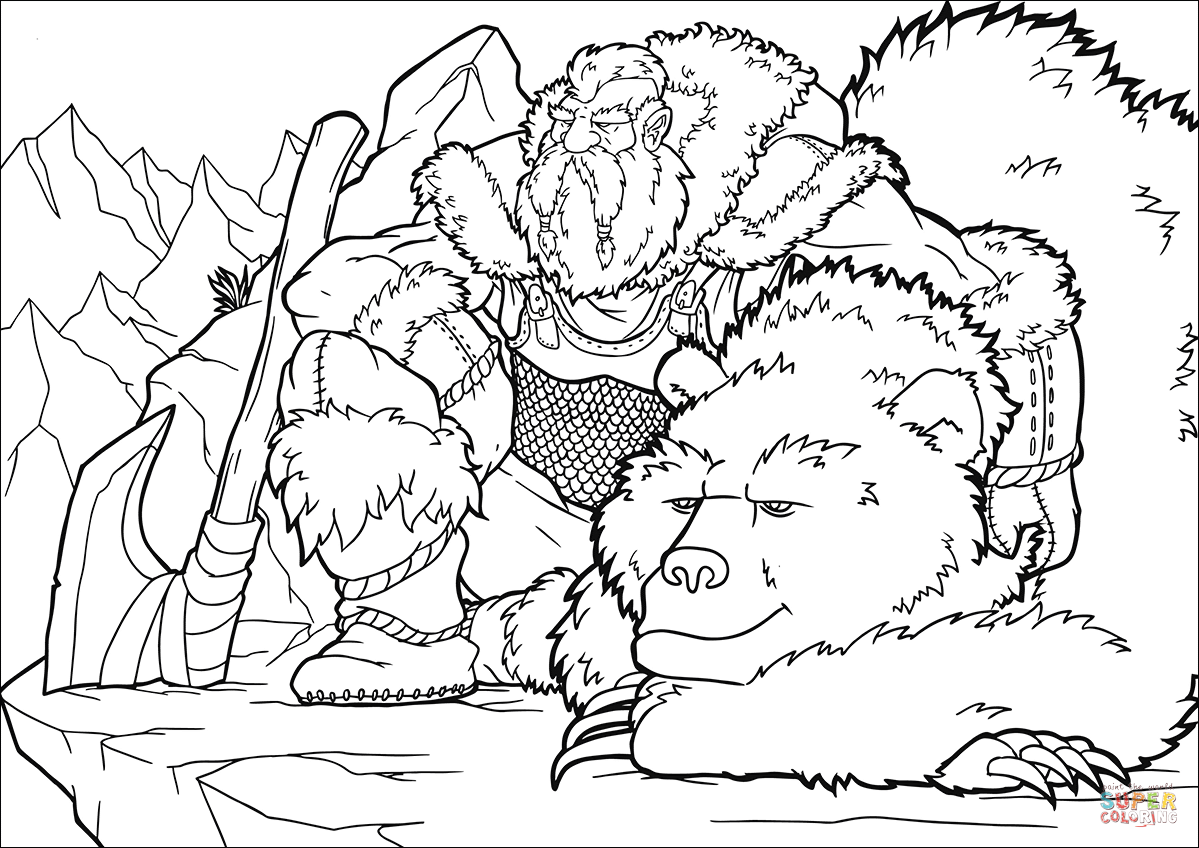 幻想小矮人和熊简笔画图片