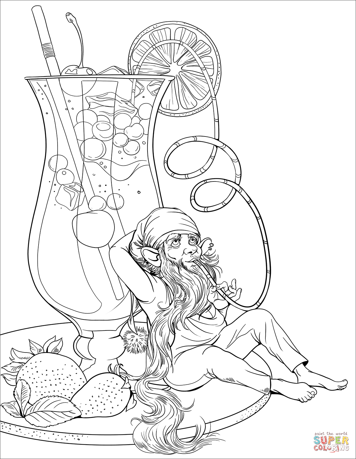 小矮人在喝鸡尾酒简笔画图片