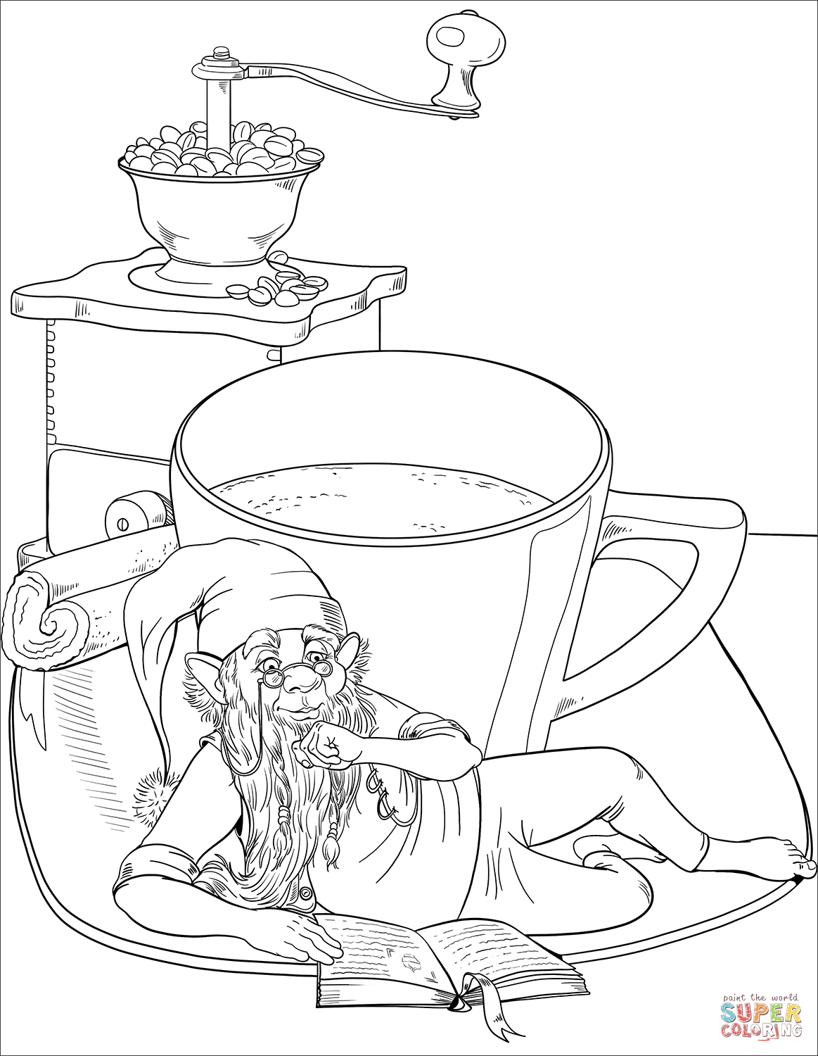 在看书的小矮人简笔画图片