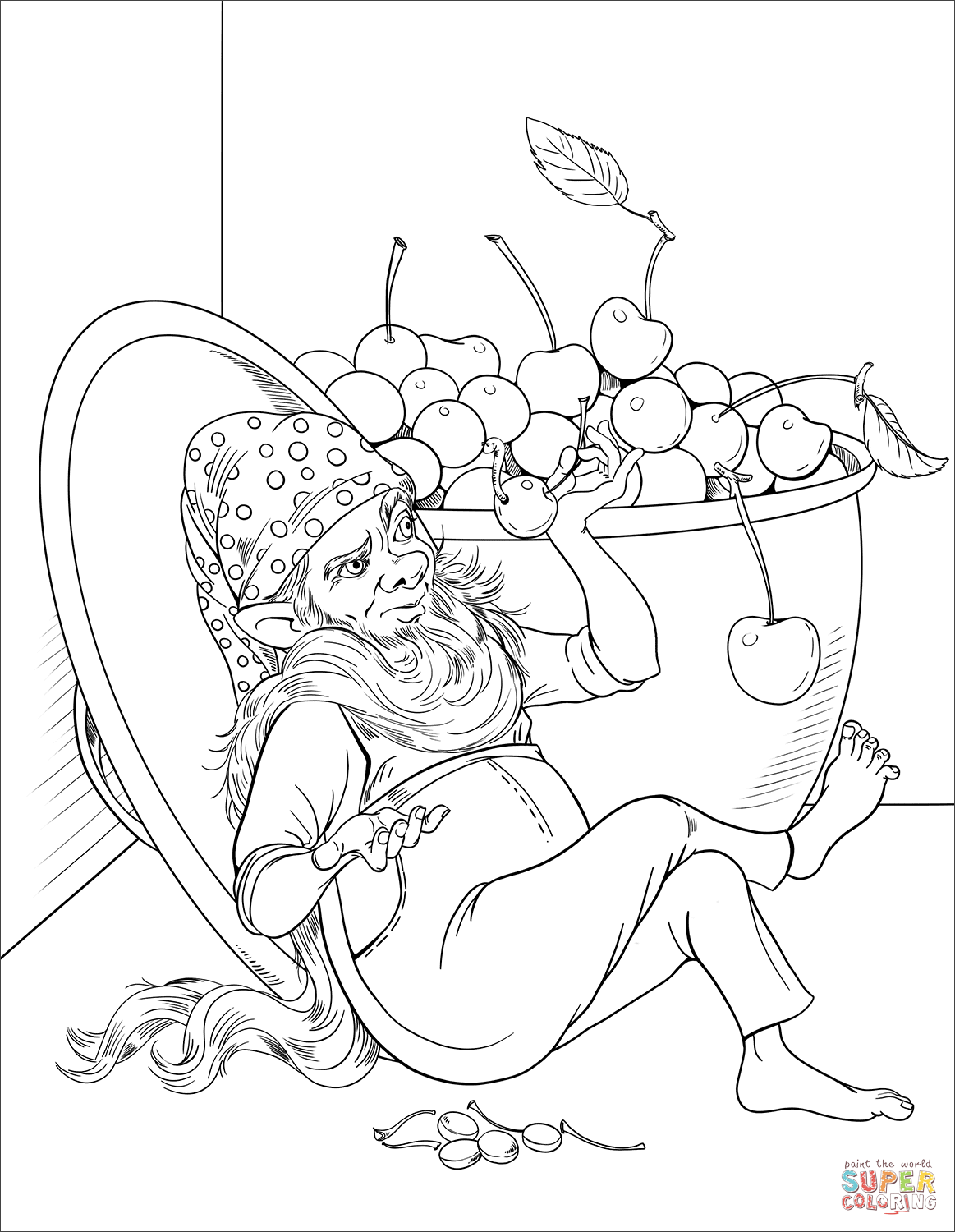 吃樱桃的小矮人简笔画图片