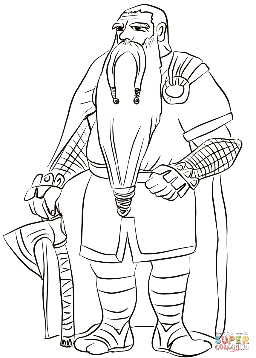 带斧头的老矮人简笔画图片