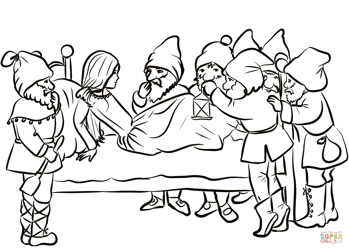 白雪公主和小矮人简笔画图片