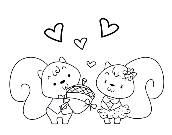 松鼠恋爱简笔画图片