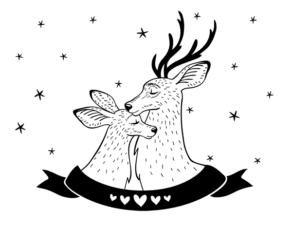 恋爱中的驼鹿简笔画图片