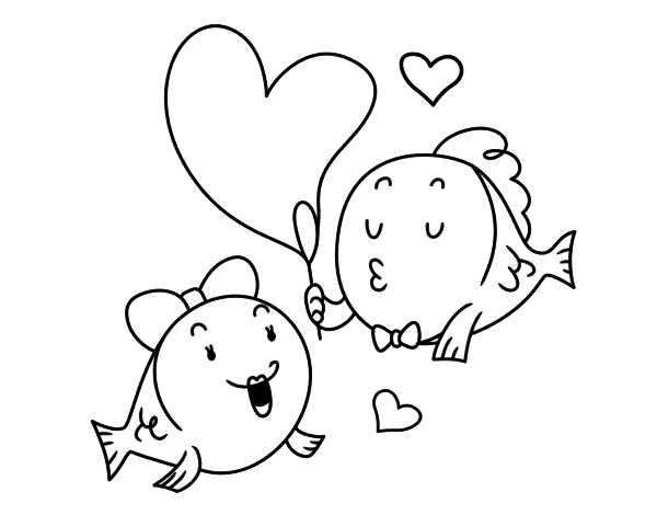 恋爱中的鱼简笔画图片