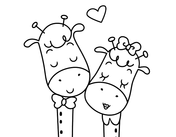 长颈鹿恋爱简笔画图片