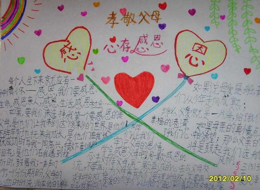 小学生心存感恩父亲节手抄报简单心图片