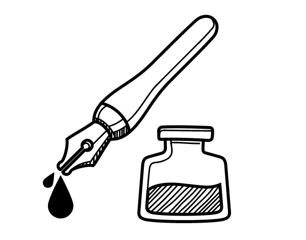 钢笔和墨水瓶简笔画图片