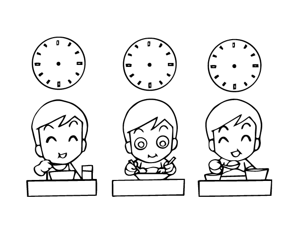 小学生在用餐简笔画图片