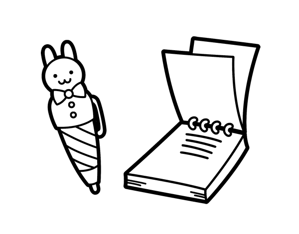 卡通笔和记事本简笔画图片