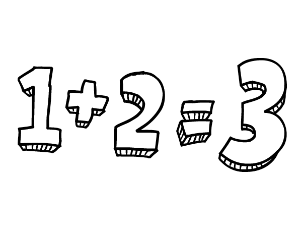 1+2=3数学题简笔画