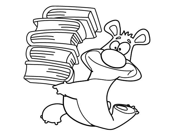 抱着书本的卡通熊简笔画图片