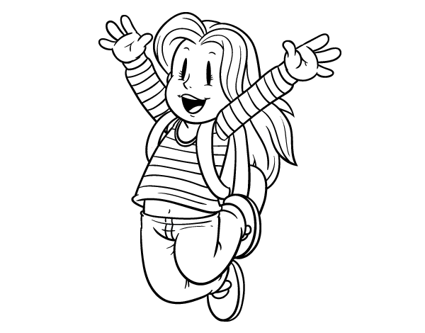 背着书包的小女孩简笔画图片