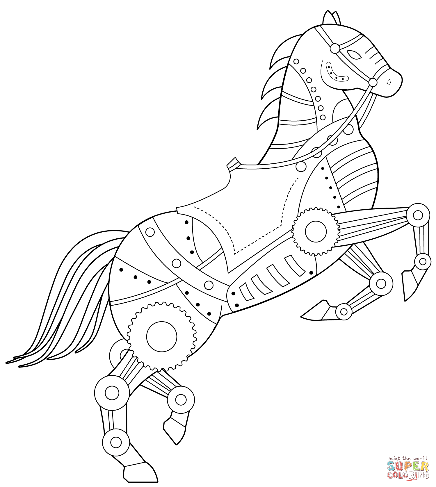 蒸汽朋克-马填色图片