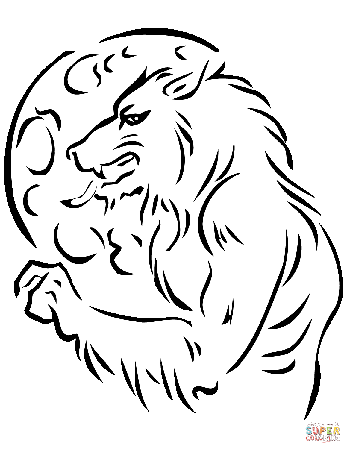 狼人和月亮填色图片