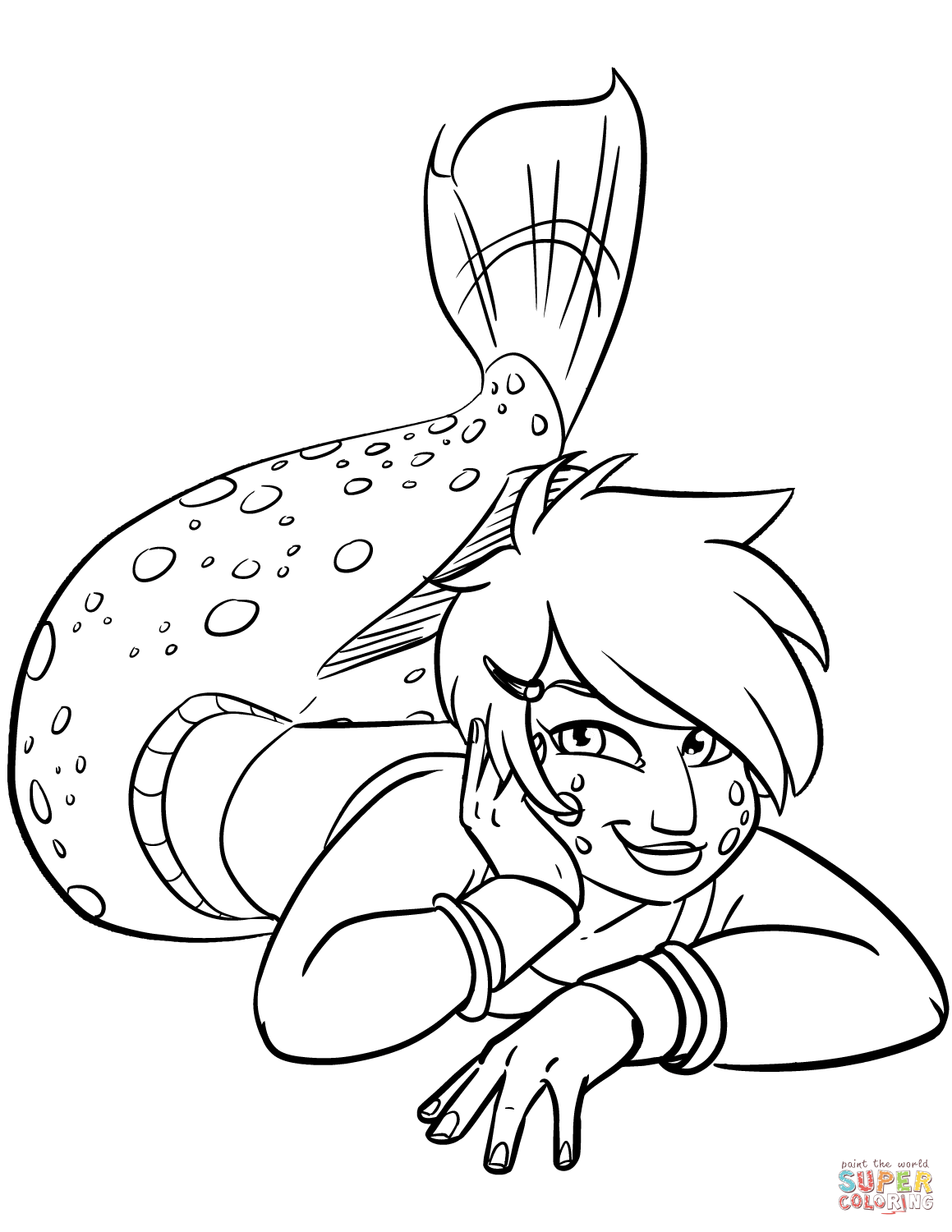 卡通美人鱼简笔画图片-3