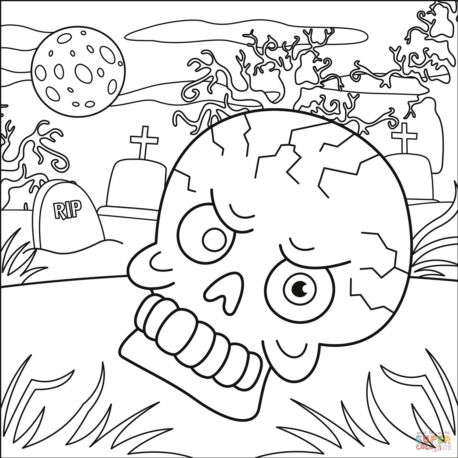 恶魔的头骨简笔画图片