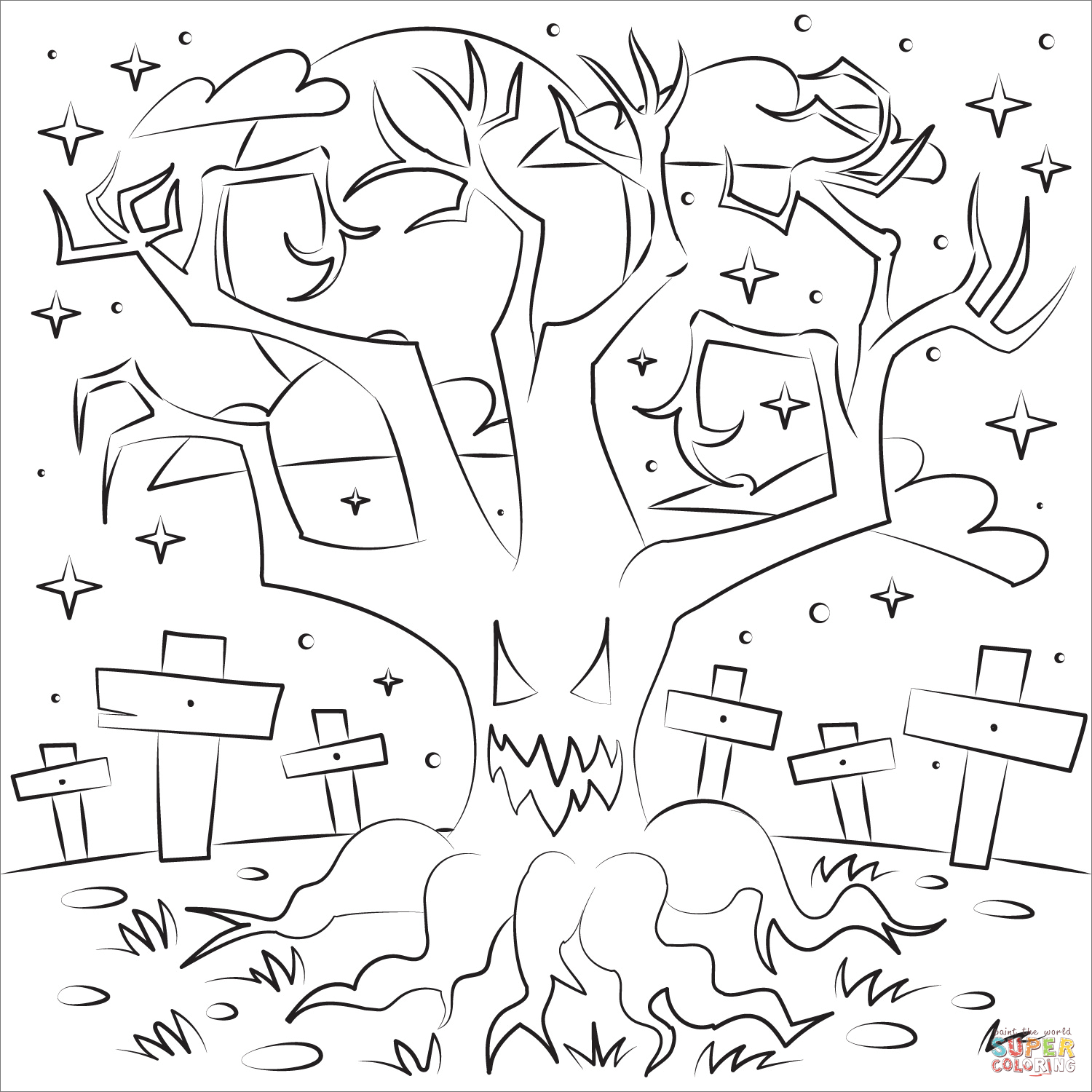 鬼魂树简笔画图片-4