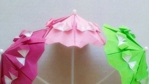3D立体雨伞折纸 怎么样折太阳伞的折纸图解教程