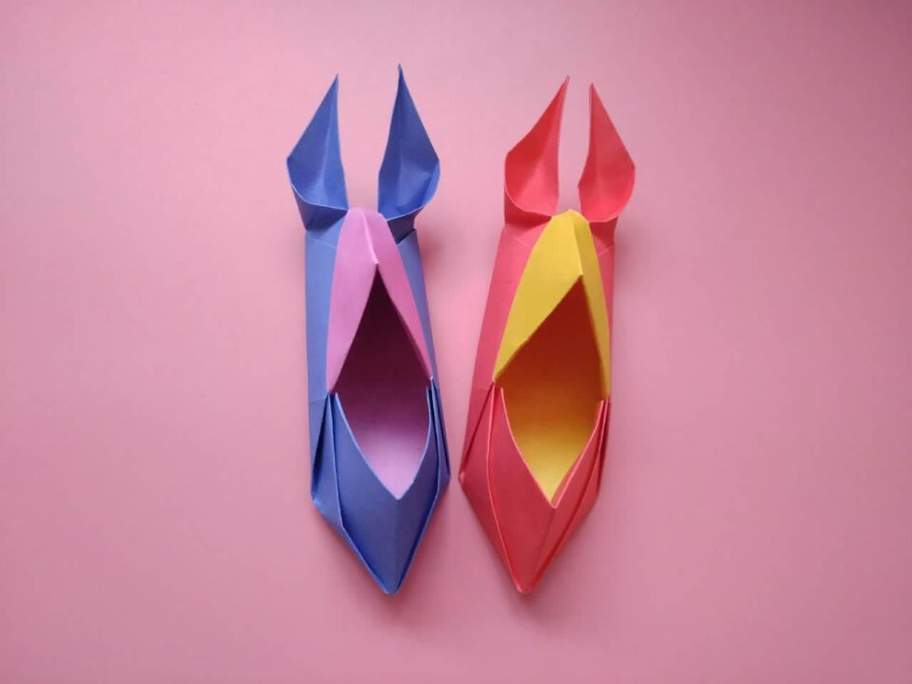 萌萌哒兔耳朵豆豆鞋折纸简单折纸教程