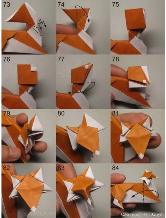 狐狸、乌龟动物折纸 办公室折纸图解大全